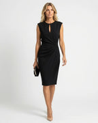 MARCFRANCOIS|Schwarz Ava | Damen Etuikleid Midi Elegant, Vorderansicht