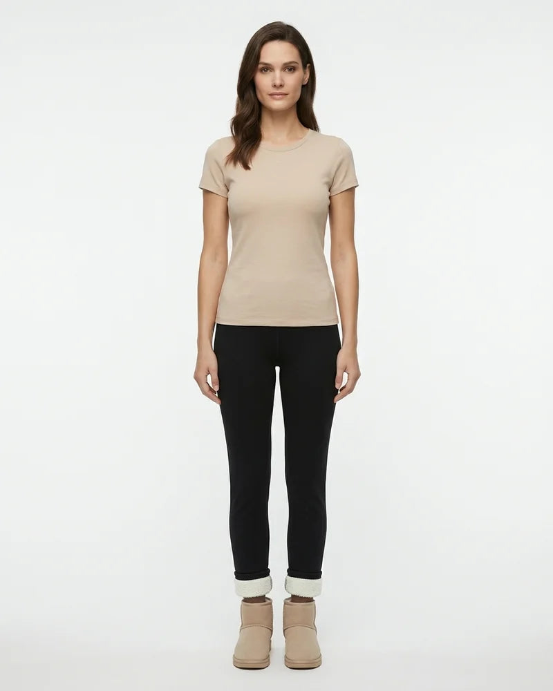 MARCFRANCOIS|Schwarz Hannah | Damen Thermo Leggings Gefüttert, Vorderansicht