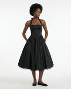 MARCFRANCOIS|Schwarz Emma | Damen Halterneck Midi Kleid Elegant, Vorderansicht