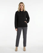 MARCFRANCOIS|Schwarz Greta | Damen Kapuzenpullover Waffelstruktur Langarm, Vorderansicht