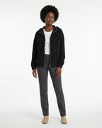 MARCFRANCOIS|Schwarz Cleo | Damen Cordjacke Freizeit Reißverschluss, Vorderansicht