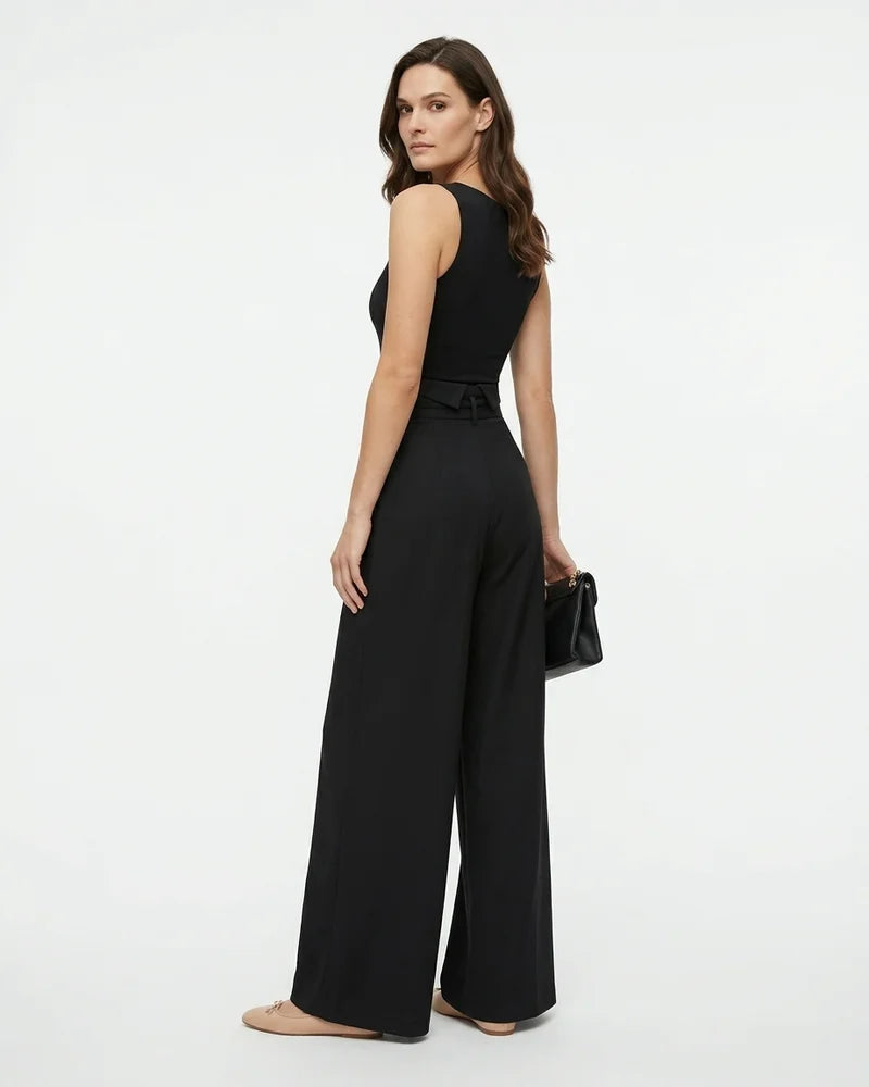 MARCFRANCOIS|Schwarz Hanna | Damen Marlenehose High Waist Weit, Vorderansicht