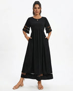 MARCFRANCOIS|Schwarz Taylor | Damen Maxikleid Elegant Mesh, Vorderansicht