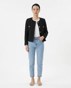 MARCFRANCOIS|Schwarz Pia | Damen Bouclé Jacke Knopfdetail Elegant, Vorderansicht