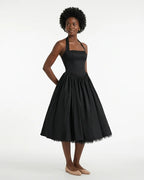MARCFRANCOIS|Schwarz Emma | Damen Halterneck Midi Kleid Elegant, Vorderansicht