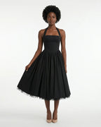 MARCFRANCOIS|Schwarz Emma | Damen Halterneck Midi Kleid Elegant, Vorderansicht