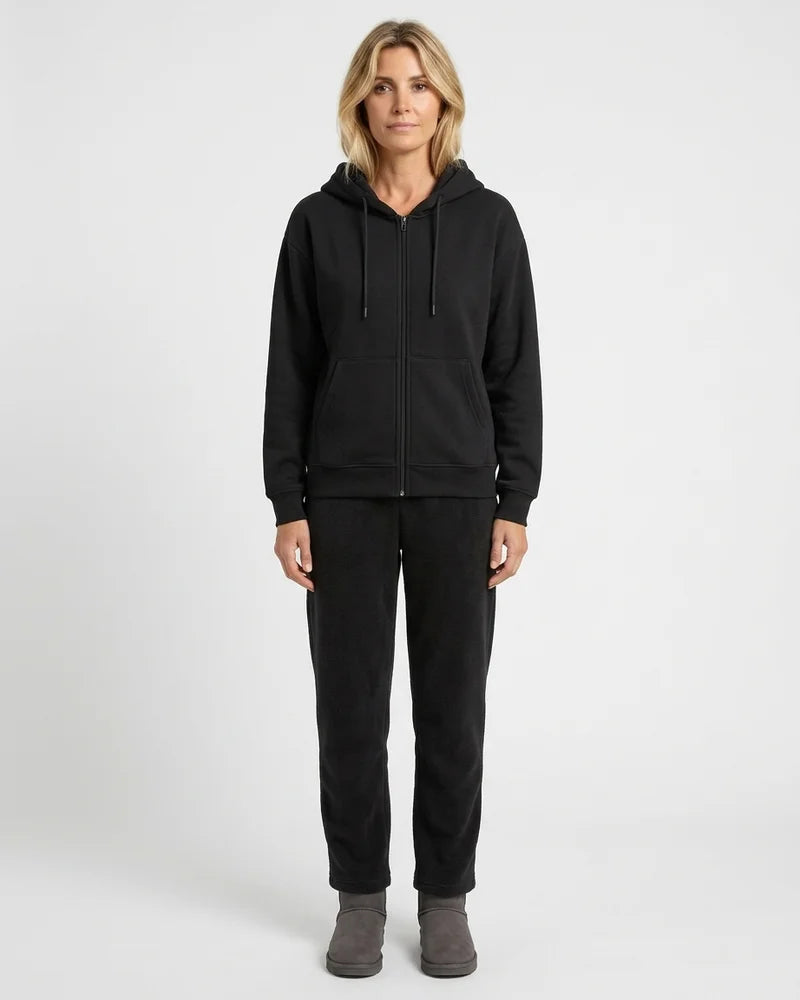 MARCFRANCOIS|Schwarz Yael | Damen Kapuzenjacke Hoodie Reißverschluss, Vorderansicht