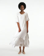 MARCFRANCOIS|Weiß Winter | Damen Sommerkleid Leicht Kurzarm, Vorderansicht