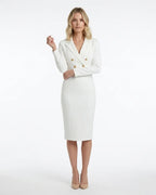 MARCFRANCOIS|Weiß Vera | Damen Blazer Kleid Elegant Knopfleiste, Vorderansicht