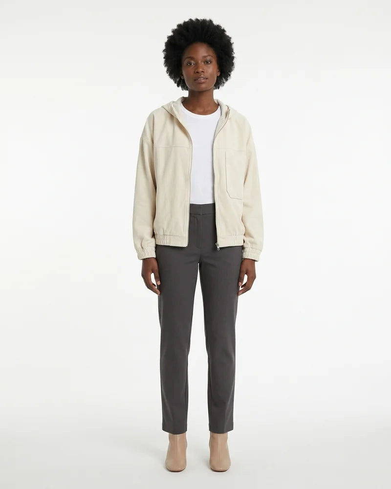 MARCFRANCOIS|Weiß Cleo | Damen Cordjacke Freizeit Reißverschluss, Vorderansicht