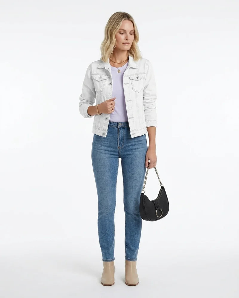 MARCFRANCOIS|Weiß Sina | Damen Jeansjacke Klassisch Knopfleiste, Vorderansicht