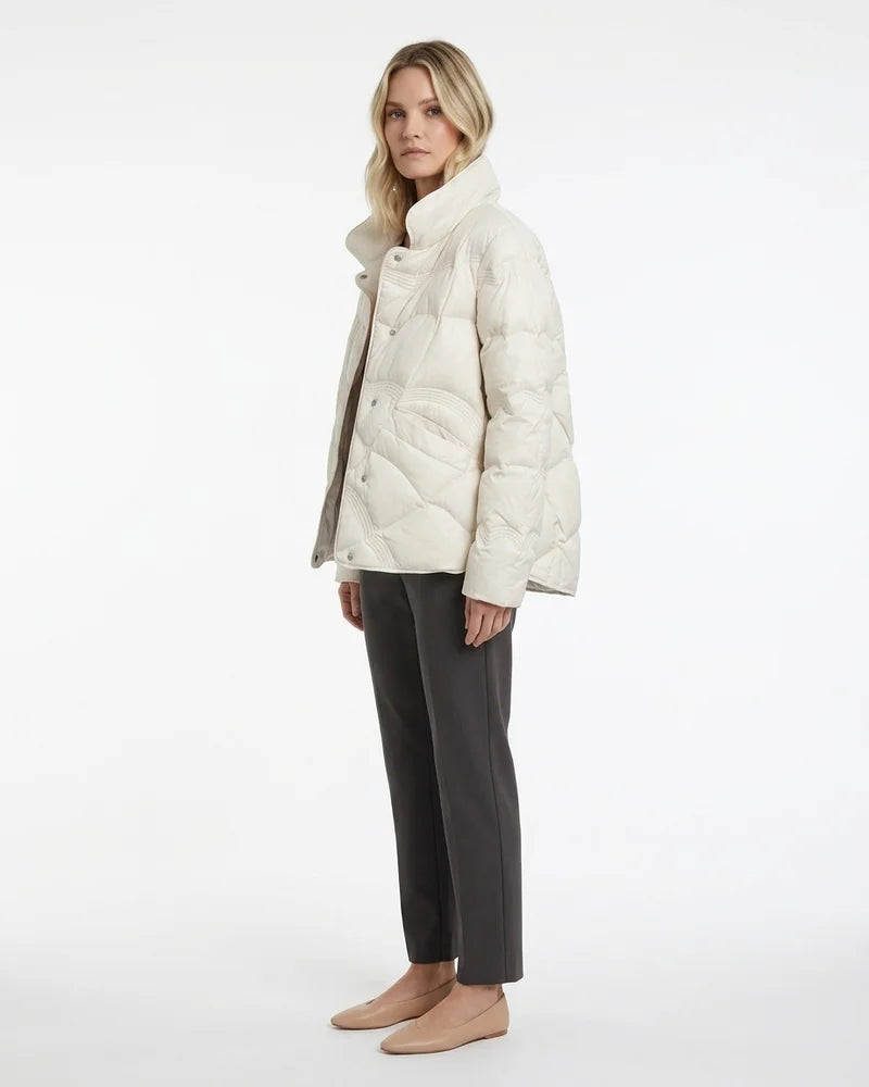 MARCFRANCOIS|Weiß Nadja | Damen Steppjacke Winter Druckknopf, Vorderansicht