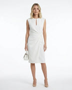 MARCFRANCOIS|Weiß Ava | Damen Etuikleid Midi Elegant, Vorderansicht