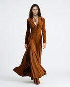 CT|Tailored Maxi Dress with V-Neck and Button Front