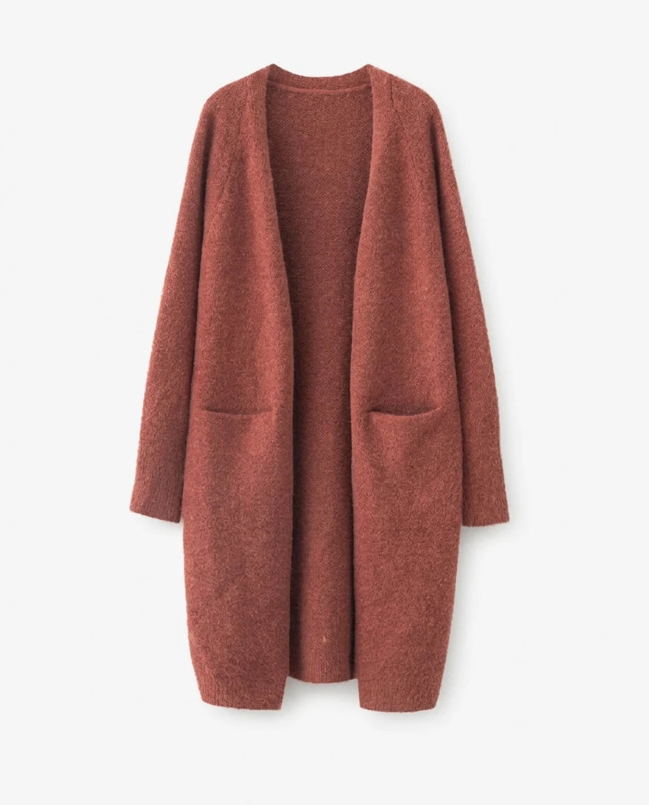 CT|Damen Strickjacke mit offenem Design und langer Passform