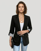CT|Einreihiger Blazer mit Hochgekrempelten Ärmeln für Damen
