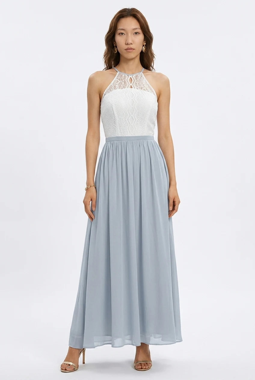 CT|Damen Hochzeitsgast Halter Maxi Kleid