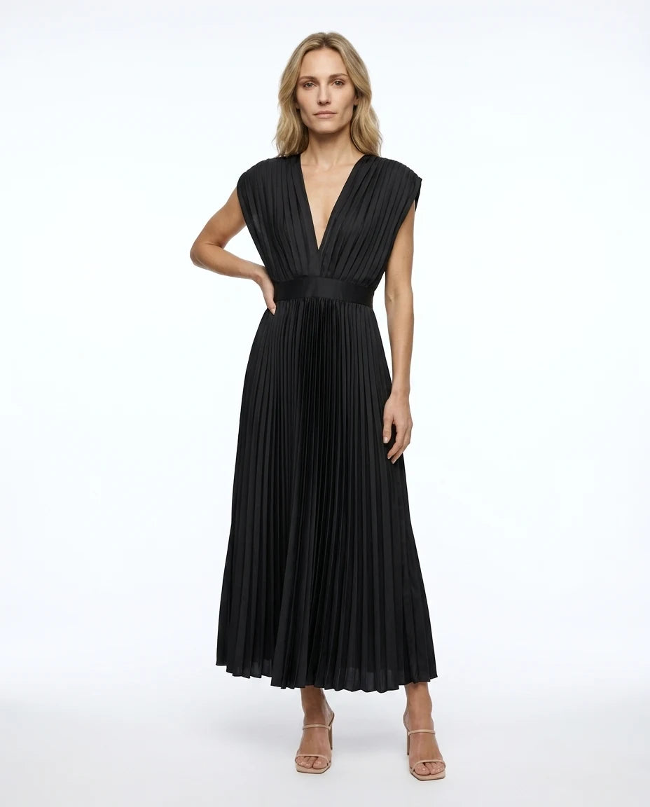 CT|Klassisches Damen-Maxikleid mit Plissee