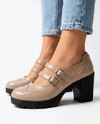 CT|Damen Doppelriemen Plateau Mary Jane Absatzschuh