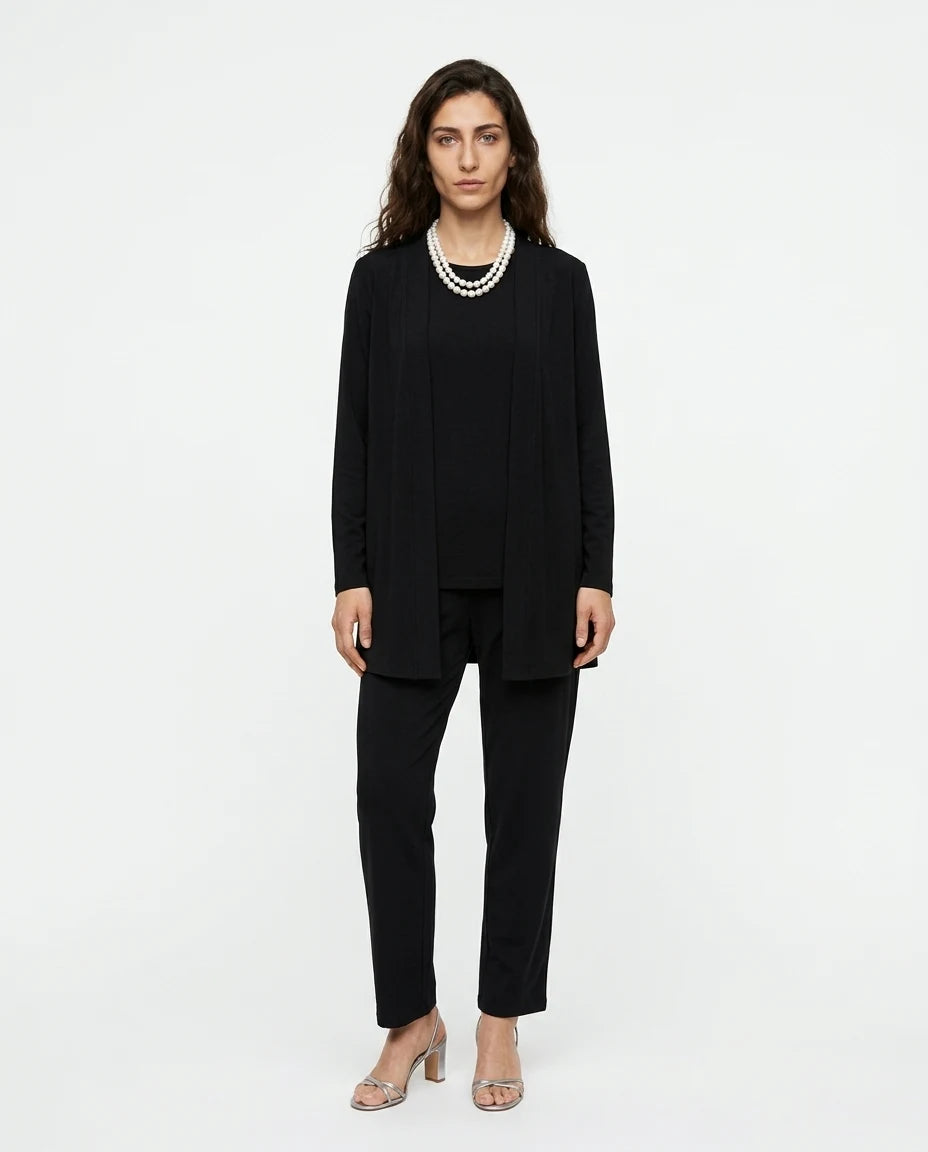 CT|Damen Dreiteiliges Set mit Offener Strickjacke