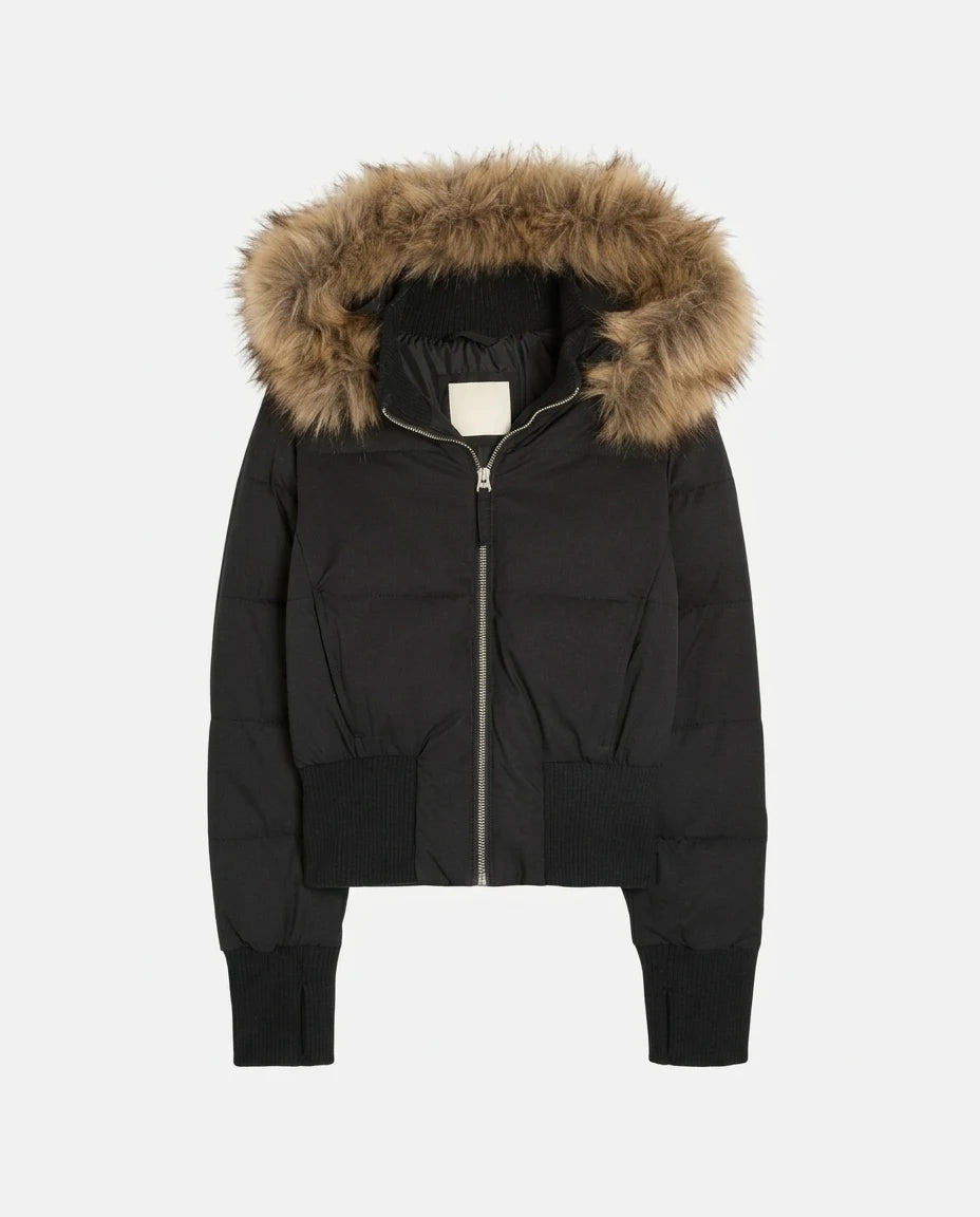 CT|Damen Gesteppte Winterjacke mit Kunstfellkragen