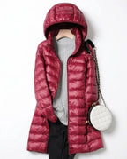 CT|Lange Leichte Daunenjacke mit Kapuze für Damen
