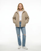 CT|Damen Oversized Teddyjacke mit Stehkragen