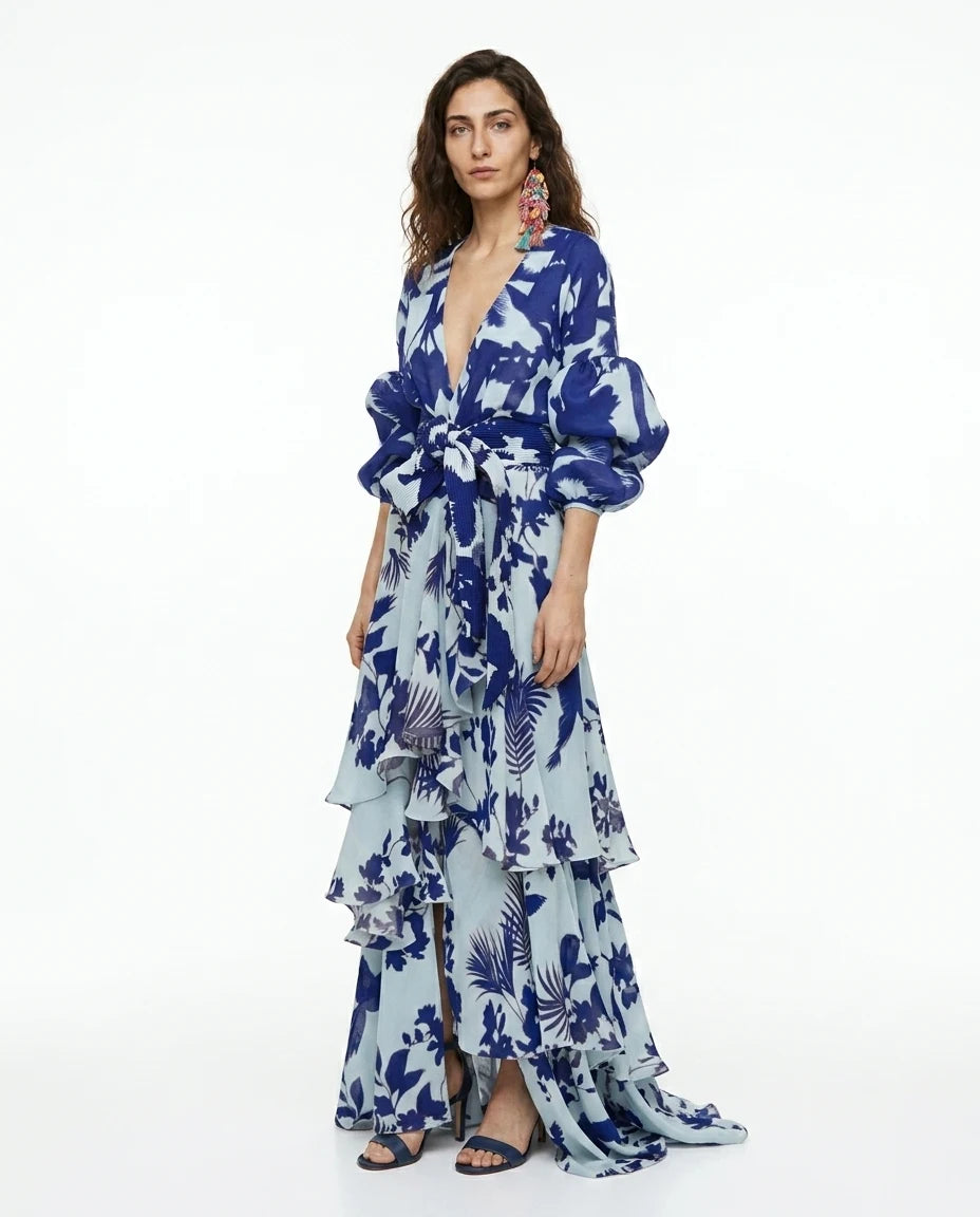CT|Florales Wickel-Maxi-Kleid mit Rüschen