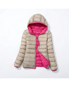 CT|Damen Leichte Wendbare Winddichte Daunenjacke mit Kapuze