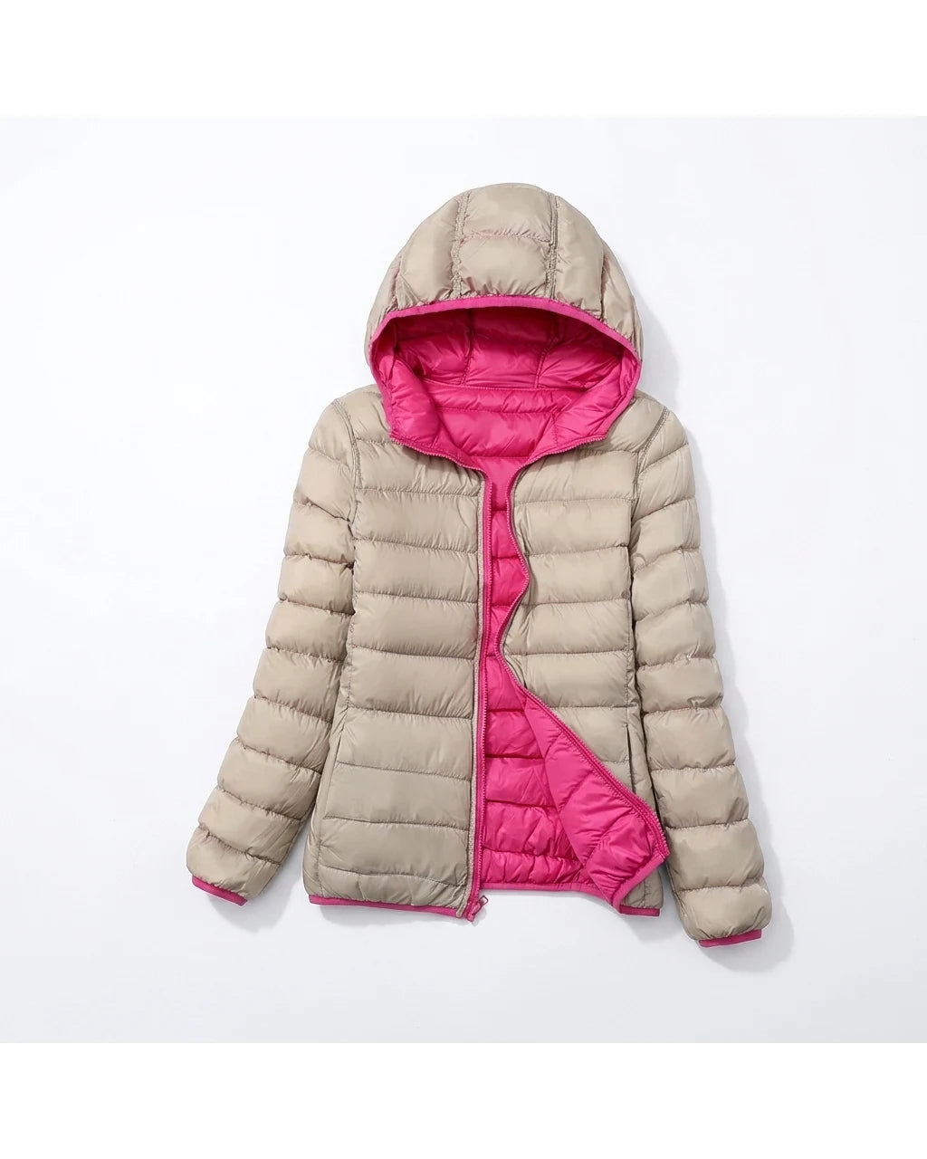 CT|Damen Leichte Wendbare Winddichte Daunenjacke mit Kapuze