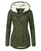 CT|Langer Damen Winterparka mit Kapuze und Plissierung