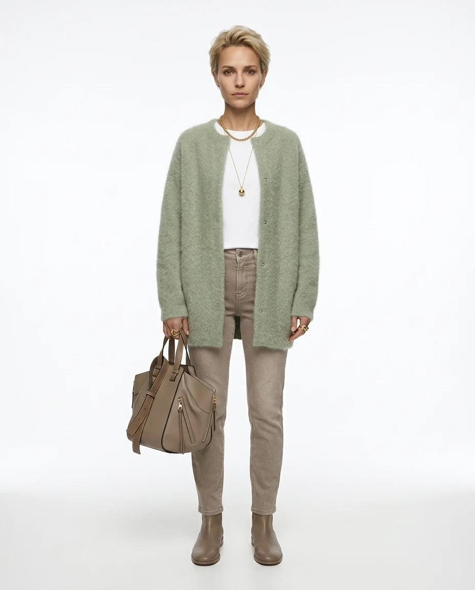 CT|Offene Damen-Strickjacke aus Mohair