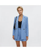 CT|Damen Zweireihiges Blazer- und Shorts-Set