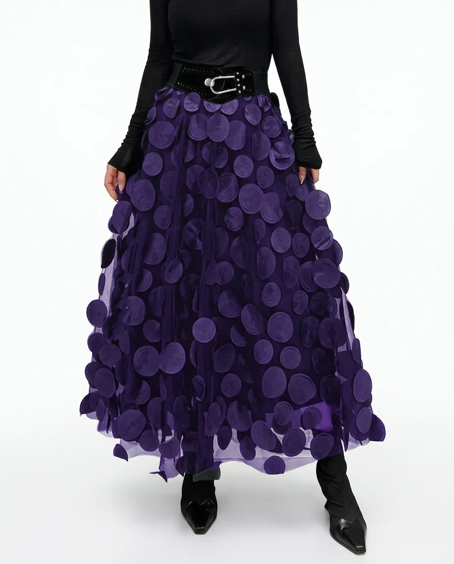 CT|Fließender Polka-Dot-Rock mit Femininer Silhouette