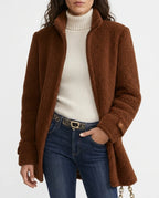 CT|Damen Stehkragen Fleecejacke mit Durchgehender Knopfleiste