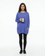 CT|Damen Langer Pullover mit Rundhalsausschnitt