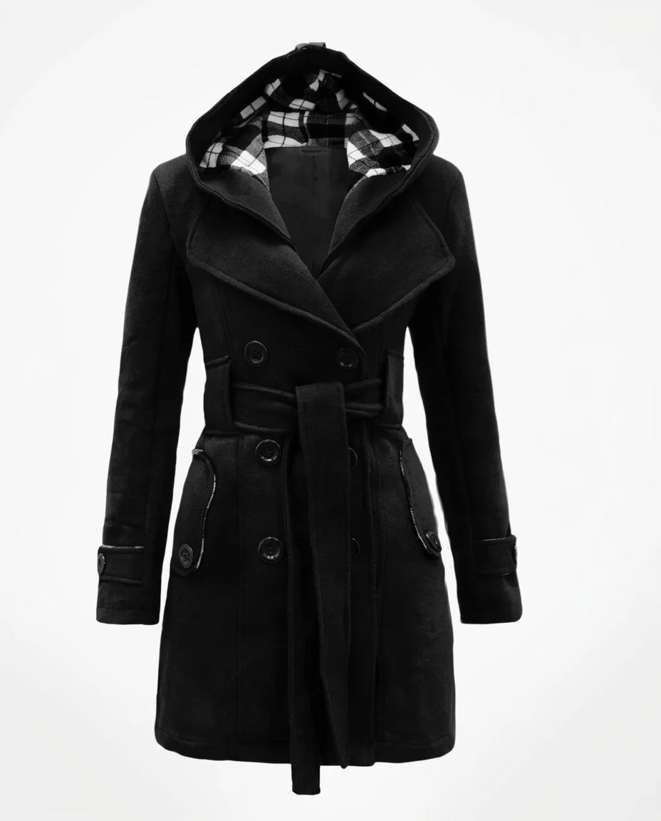 CT|Damen Trenchcoat mit Doppelreiher und Kapuze