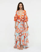 CT|Florales Wickel-Maxi-Kleid mit Rüschen
