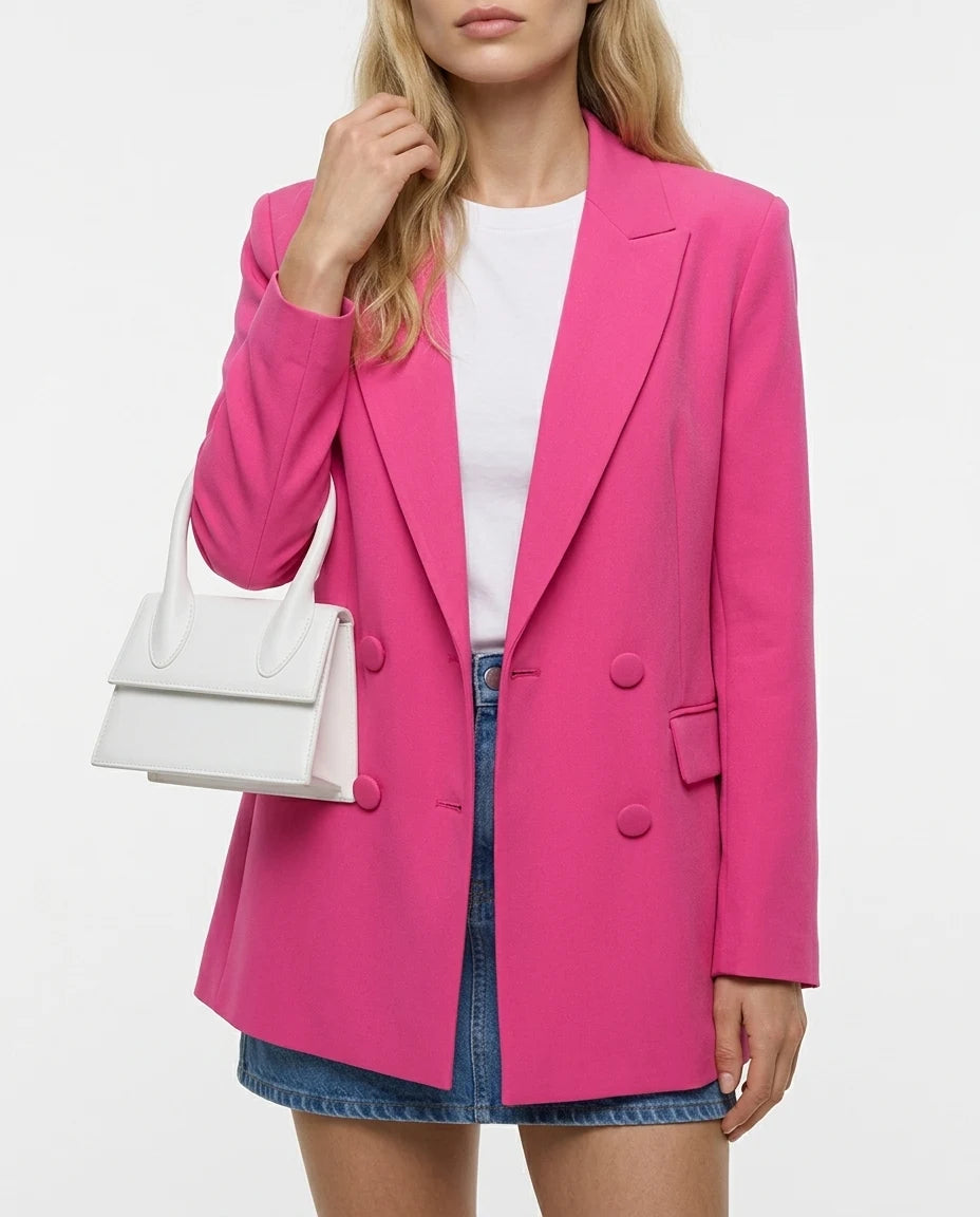 CT|Damen Longline Zweireihiger Blazer