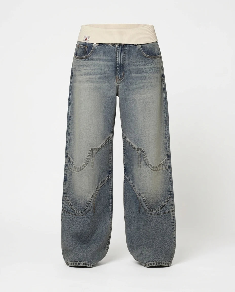 CT|Weite Baggy-Damenjeans mit weitem Bein