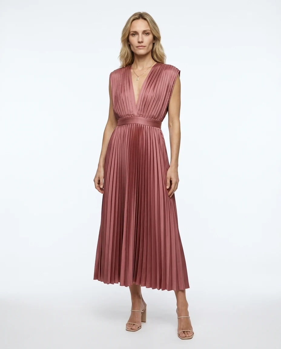 CT|Klassisches Damen-Maxikleid mit Plissee