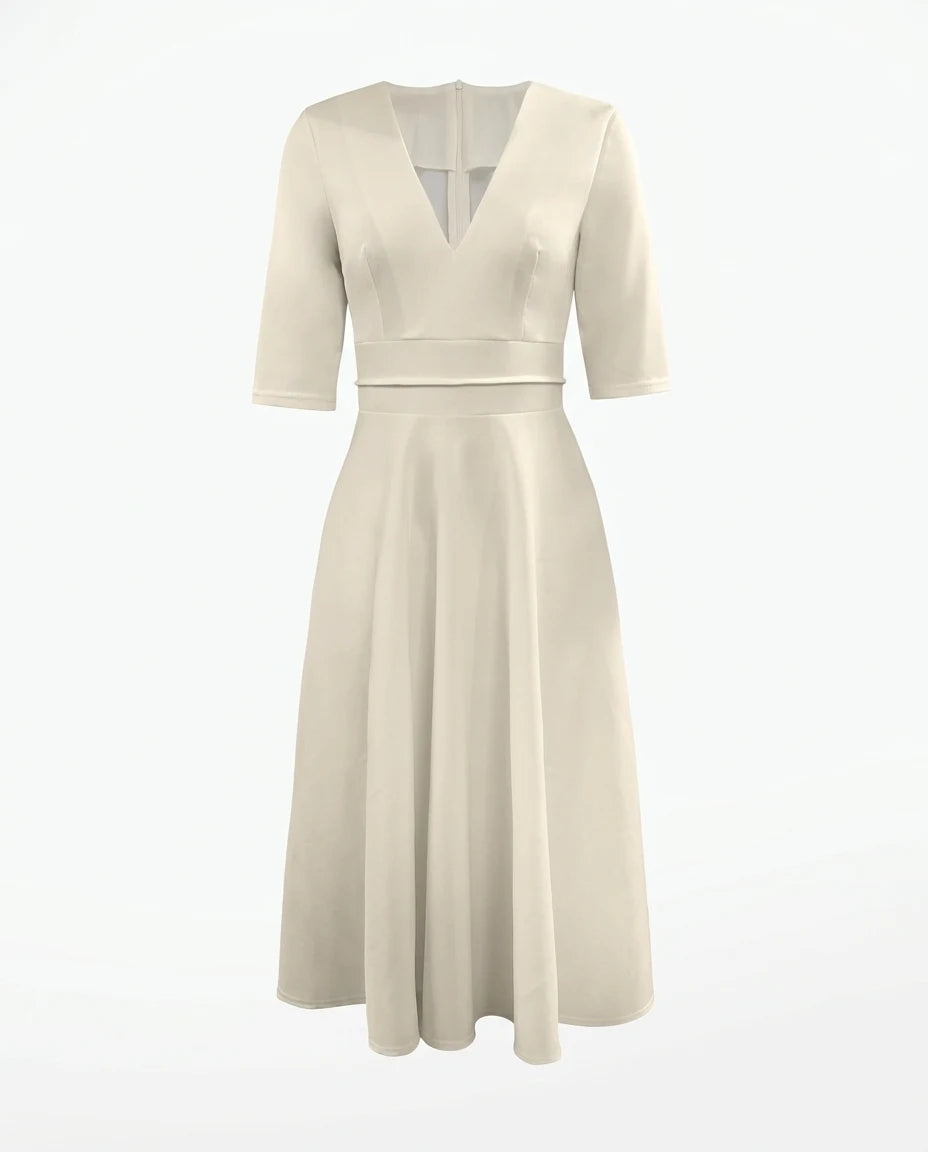 CT|Elegantes Ausgestelltes Midi-Kleid für Hochzeitsgäste
