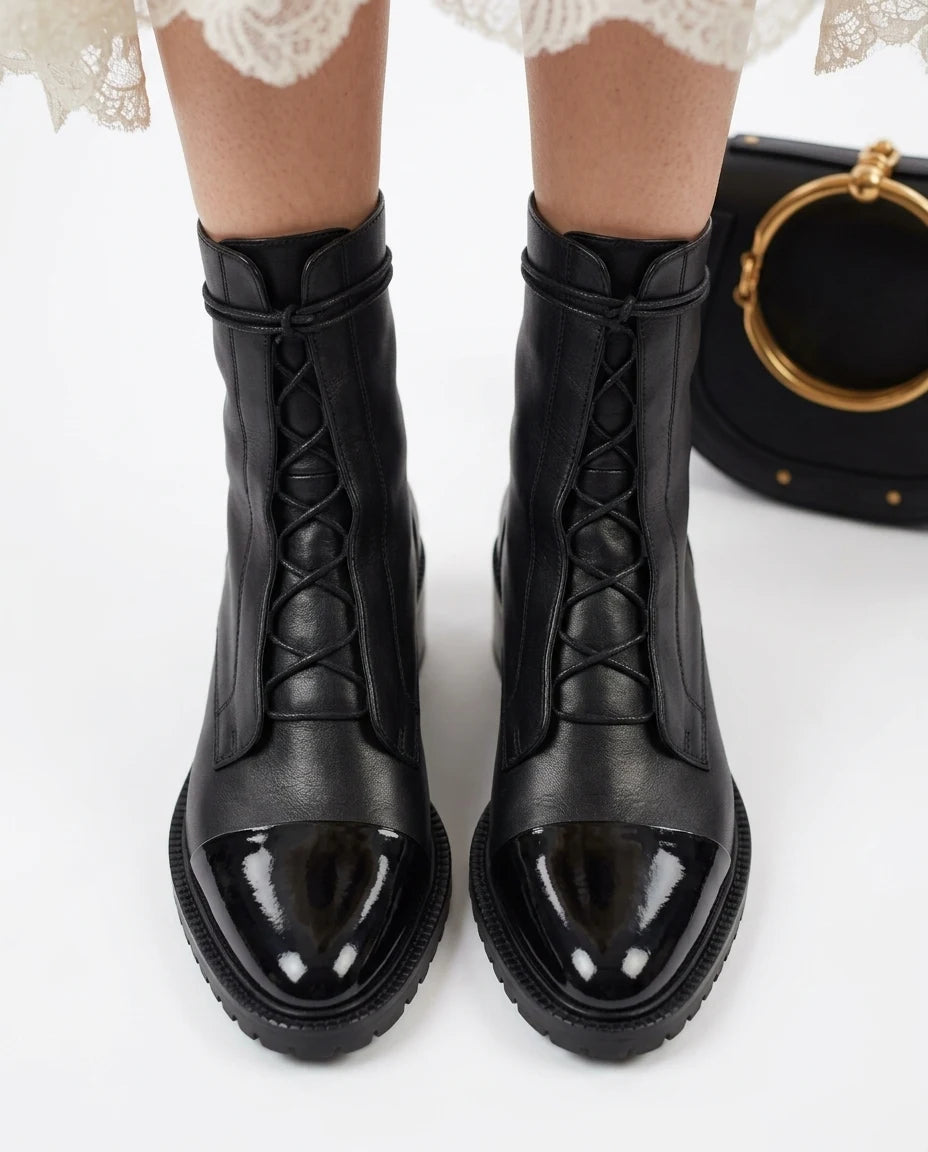 CT|Herbstliche Vintage Damen Stiefeletten mit Öko-Leder