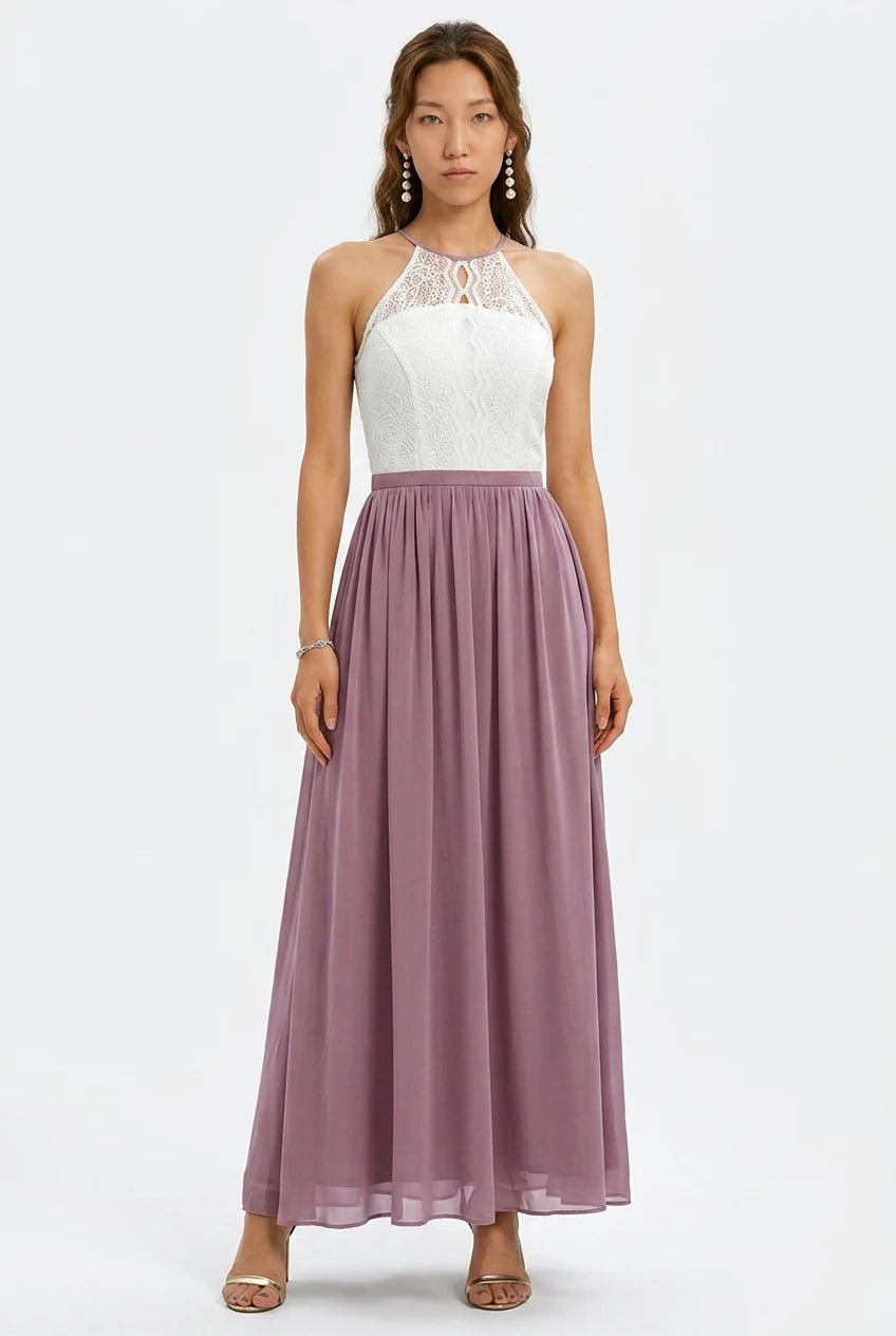 CT|Damen Hochzeitsgast Halter Maxi Kleid