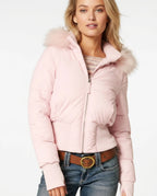CT|Damen Gesteppte Winterjacke mit Kunstfellkragen
