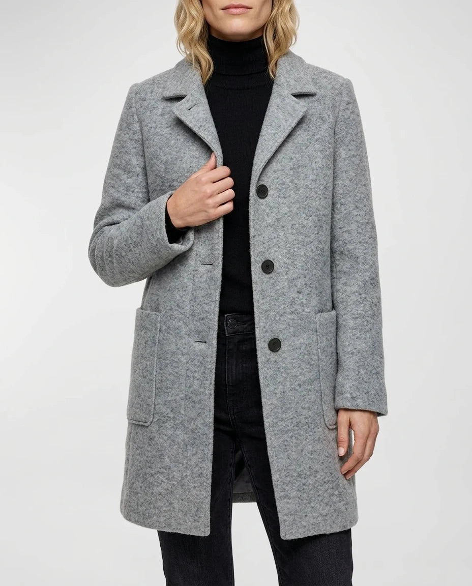CT|Damen Eleganter Winter Wollmantel mit Knopfverschluss