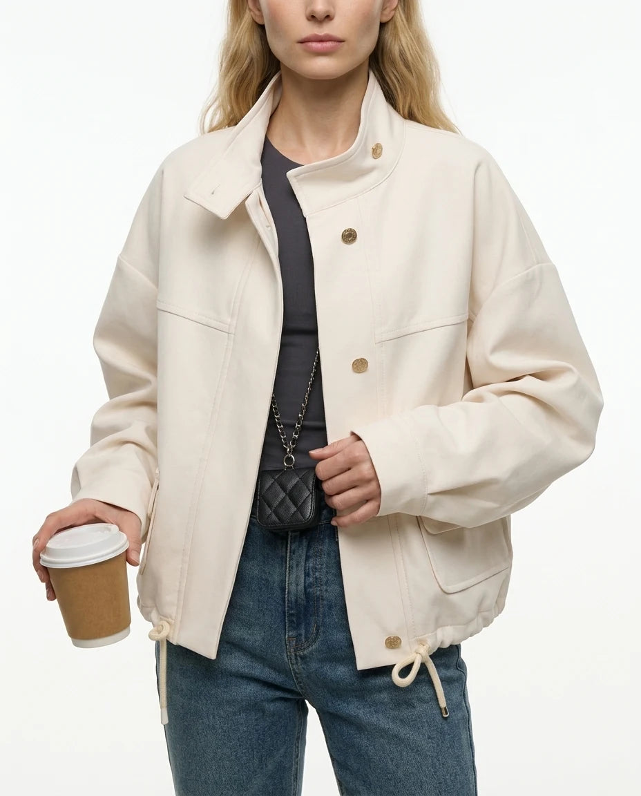 CT|Damen Oversized Jacke mit Knöpfen