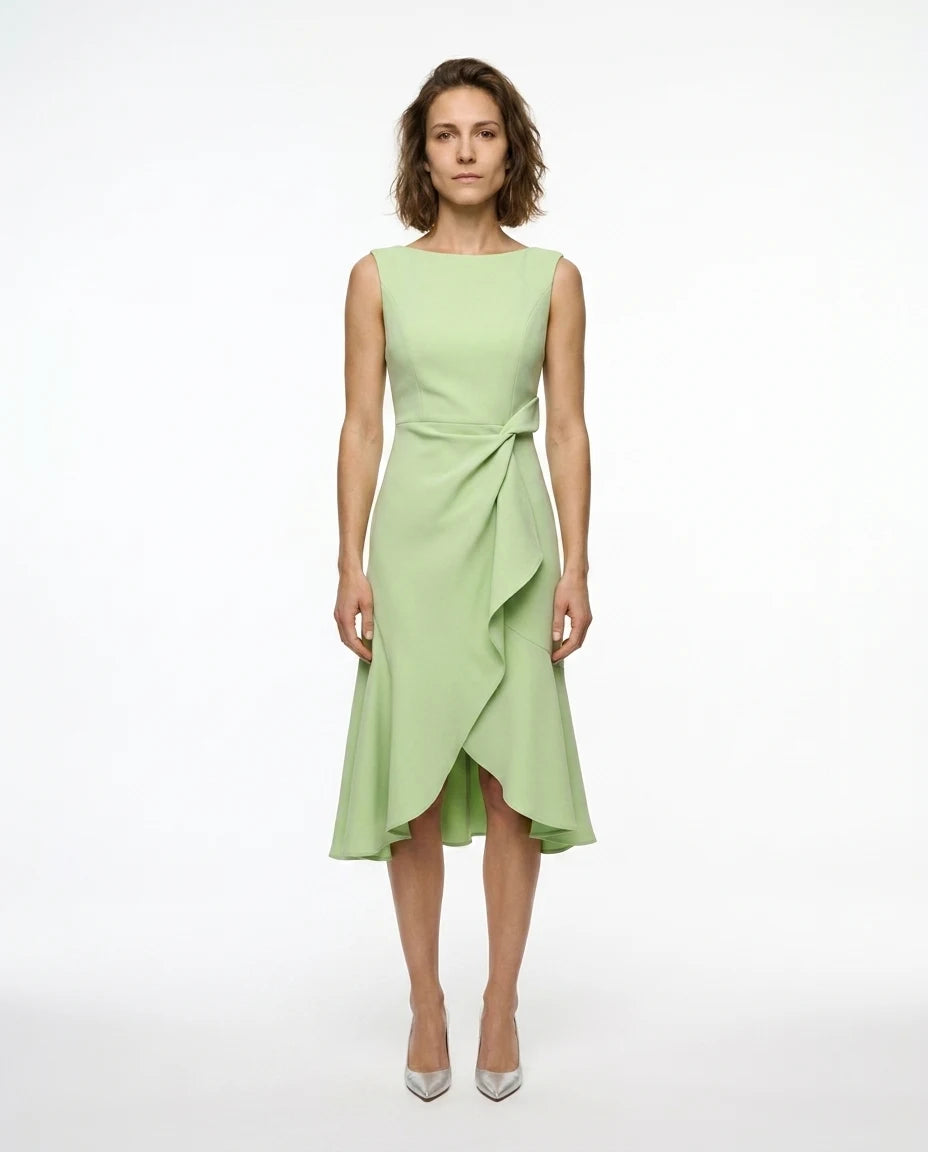CT|Drapiertes Asymmetrisches Midikleid für Damen