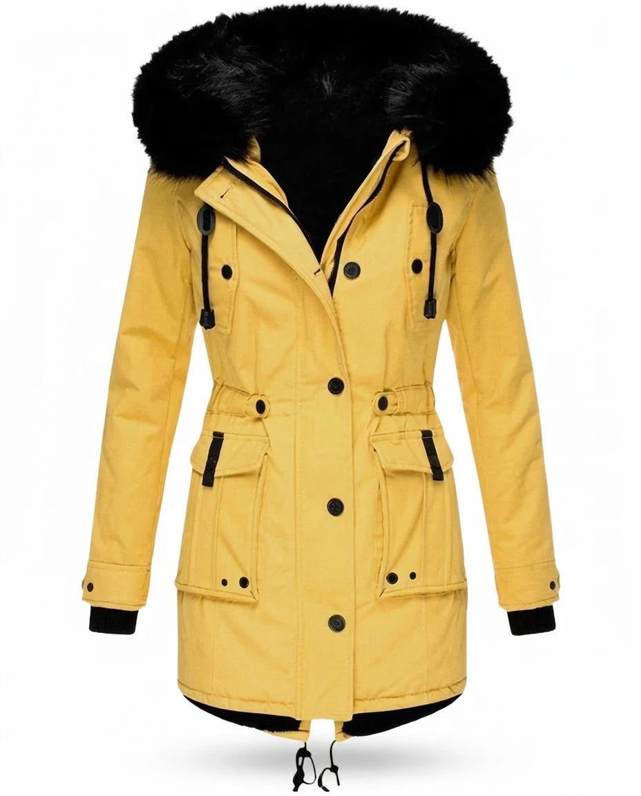 CT|Damen Taillierter Winterparka mit Abnehmbarer Kapuze