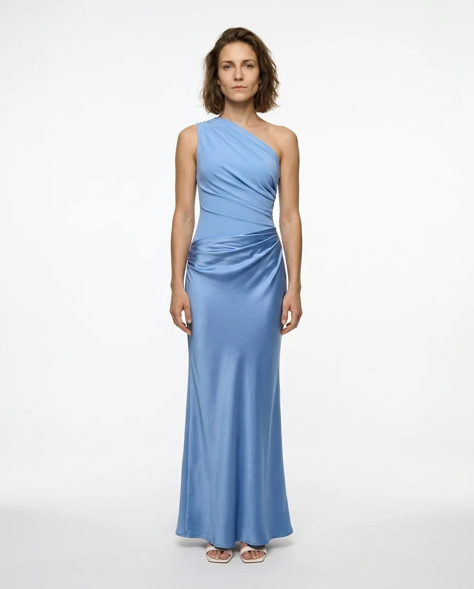 CT|Damen Ein-Schulter Hochzeitsgast Kleid